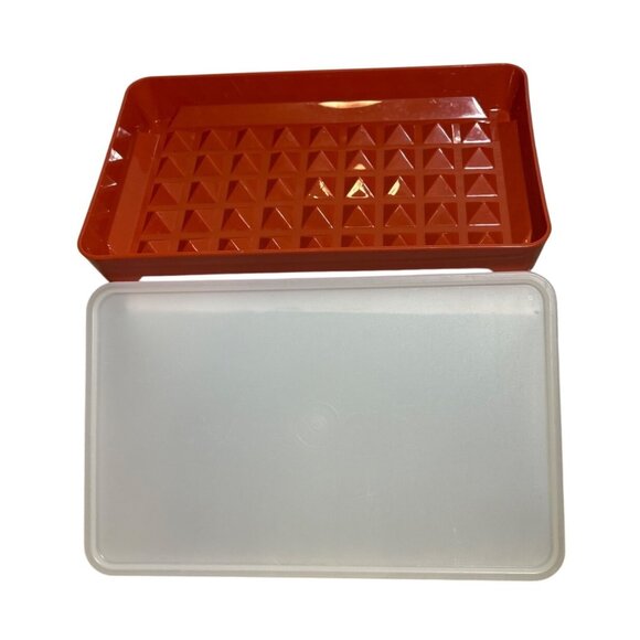 Vintage Tupperware 1292-3 Hot Dog Bacon Deli Meat Keeper w/ Lid Paprika Red - Picture 1 of 11